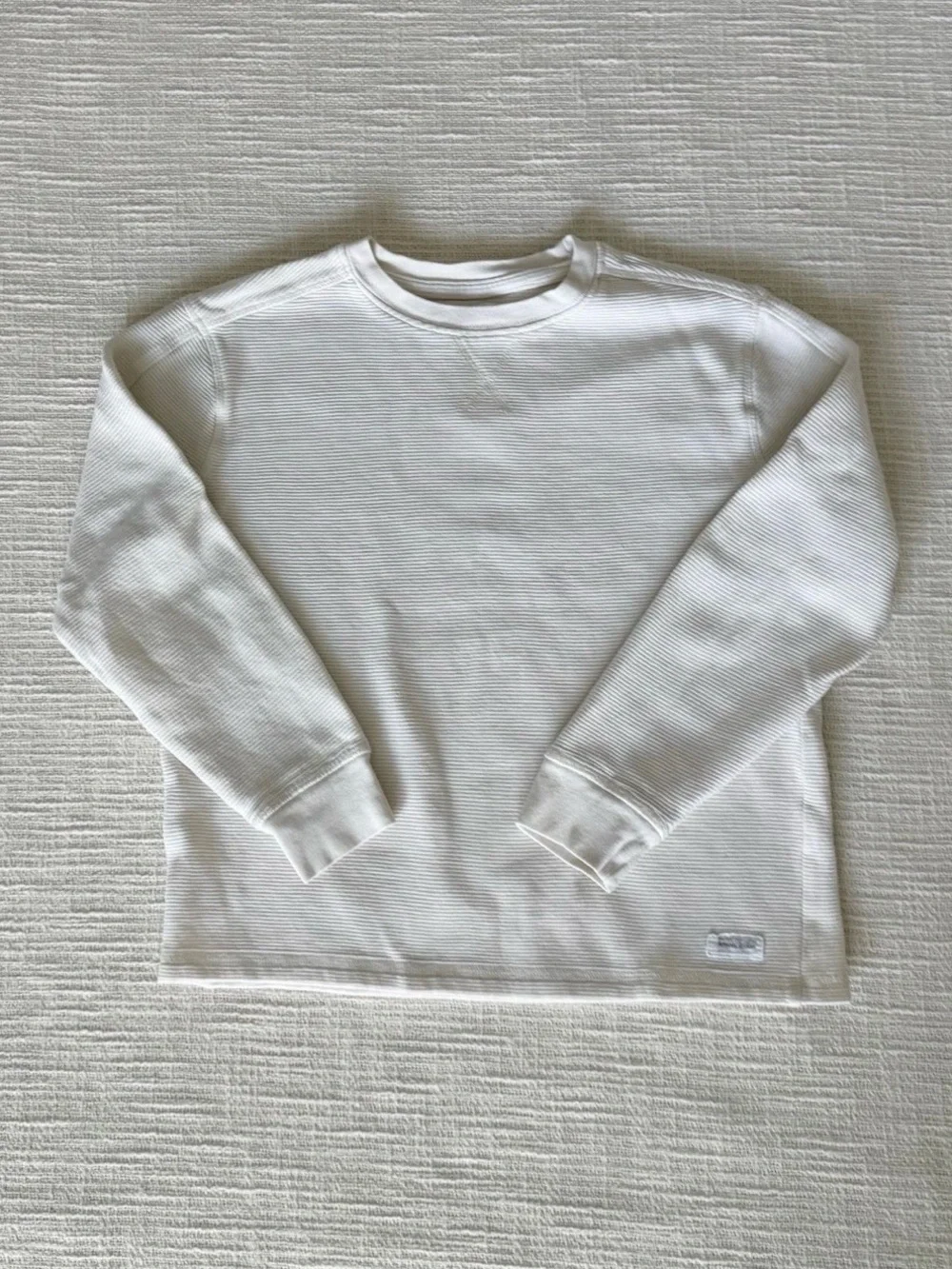 Zara White Long Sleeve Ribbed Crewneck Top